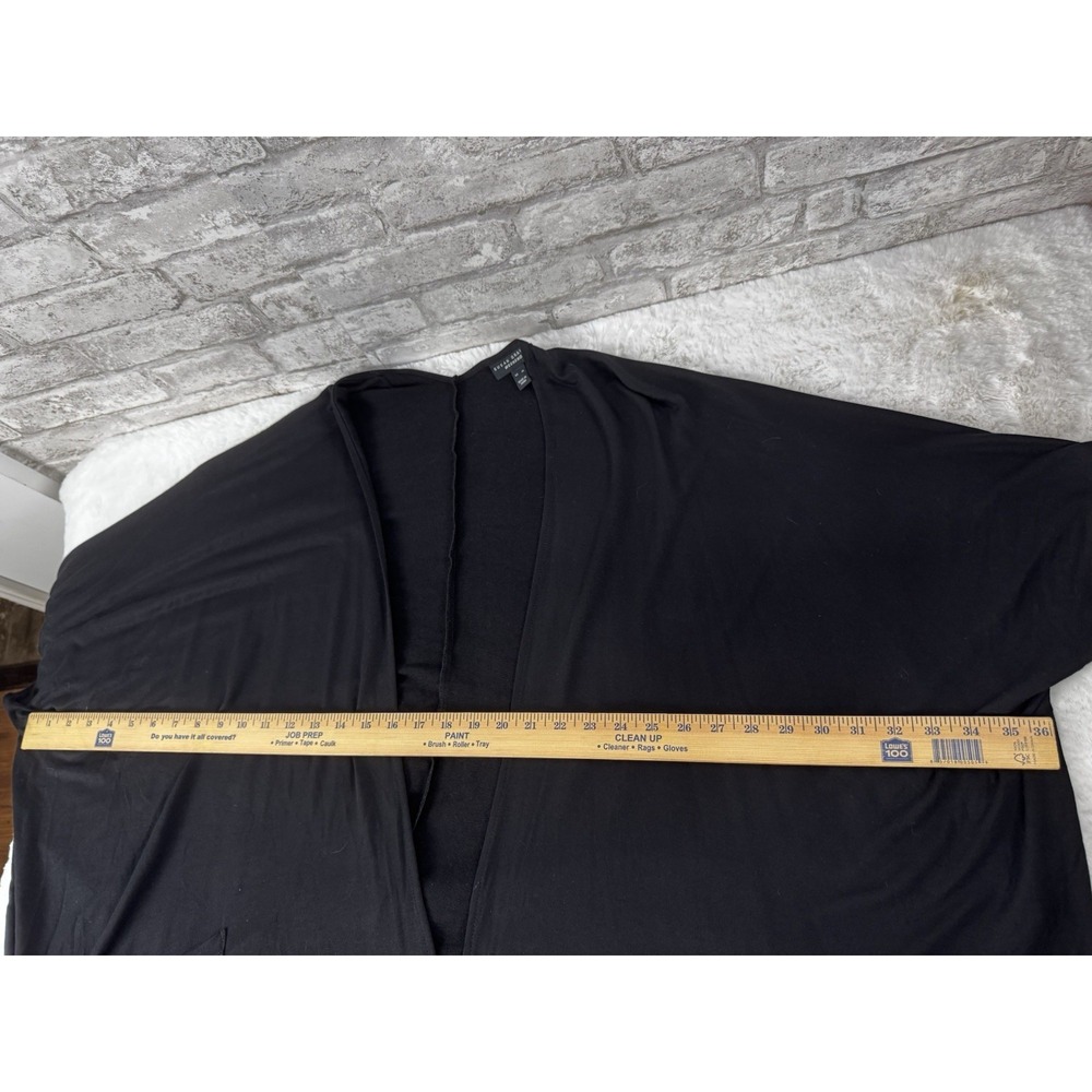 Susan Graver Weekend Black Flowy Open Front Cardigan Topper Pockets Size XL - Picture 6 of 12